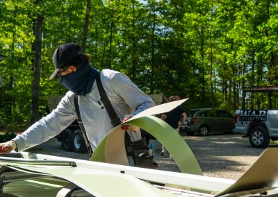 employee using machinery on site
